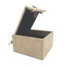 Square linen flocked satin surface yuan coin double buckle interior cultural jewelry clamshell box