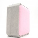 Pink face light gray square full flocking  Necklace clamshell jewelry box Small