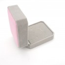 Pink face light gray square full flocking  Necklace clamshell jewelry box Small