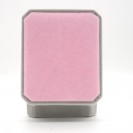 Pink face light gray square full flocking  Necklace clamshell jewelry box Small