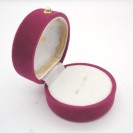 Rose red flocking antique round square box with buckle satin lining Chinese bead bronzing ring clamshell jewelry box small