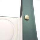 Square dark green necklace Clamshell jewelry box with golden crown buckle, leather paper flocking, round base 