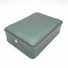 Rectangular dark green with gold crown buckle filled leather paper flocking inner  set Clamshell jewelry box