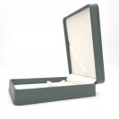 Rectangular dark green with gold crown buckle filled leather paper flocking inner  set Clamshell jewelry box