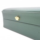 Rectangular dark green with gold crown buckle filled leather paper flocking inner  set Clamshell jewelry box