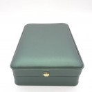 Rectangular dark green with gold crown buckle filled leather paper flocking inner  set Clamshell jewelry box