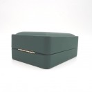 Rectangular dark green leather paper flocking inner LED light Necklace Clamshell Jewelry Box