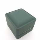 Rectangular dark green leather paper flocking inner LED lamp ring Clamshell jewelry box