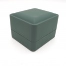 Rectangular dark green leather paper flocking inner LED lamp ring Clamshell jewelry box