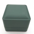 Rectangular dark green leather paper flocking inner LED lamp ring Clamshell jewelry box