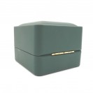 Rectangular dark green leather paper flocking inner LED lamp ring Clamshell jewelry box