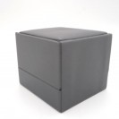 Small square black leather filled paper flocking inner flap ring Clamshell jewelry box