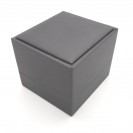 Small square black leather filled paper flocking inner flap ring Clamshell jewelry box