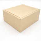 Small square golden leather paper PU flocking inner Clamshell jewelry box