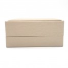 Square champagne gold leather paper pu flocking lining three compartment set Clamshell jewelry box