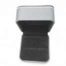 Small square silver gray leather filled paper flocking inner flap ring Clamshell jewelry box