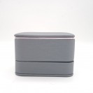 Small square silver gray leather filled paper flocking inner flap ring Clamshell jewelry box