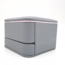 Small square silver gray leather filled paper flocking inner flap ring Clamshell jewelry box