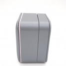 Small square silver gray leather filled paper flocking inner flap ring Clamshell jewelry box