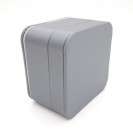 Small square silver gray leather filled paper flocking inner flap ring Clamshell jewelry box