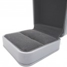 Small square silver gray leather filled paper flocking inner flap ring Clamshell jewelry box