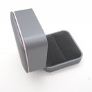 Small square silver gray leather filled paper flocking inner flap ring Clamshell jewelry box