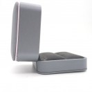 Small square silver gray leather filled paper flocking inner flap ring Clamshell jewelry box