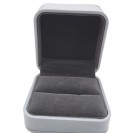 Small square silver gray leather filled paper flocking inner flap ring Clamshell jewelry box