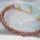 Aquanarine and strawberry quartz openging bracelet