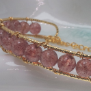 Aquanarine and strawberry quartz openging bracelet