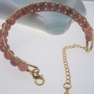 Aquanarine and strawberry quartz openging bracelet